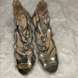 Jimmy Choo Shiny Silver Strappy Heels